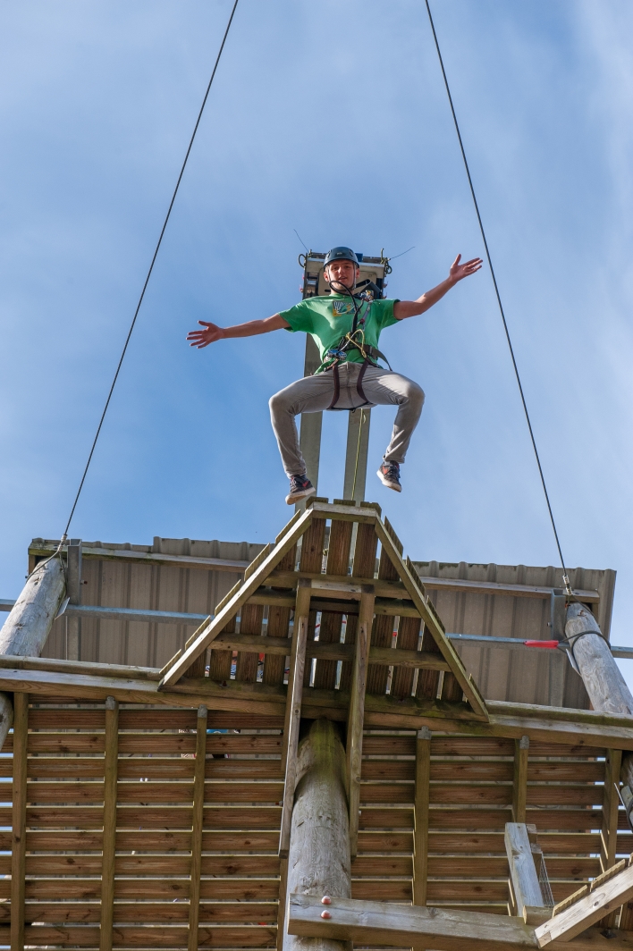 Powerfan at Tree Tops Trail high ropes adventure - Tenby, Pembrokeshire, South West Wales