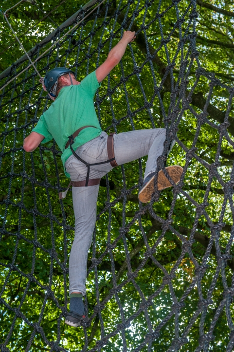 The Cargo net at Tree Tops Trail high ropes adventure - Tenby, Pembrokeshire, South West Wales
